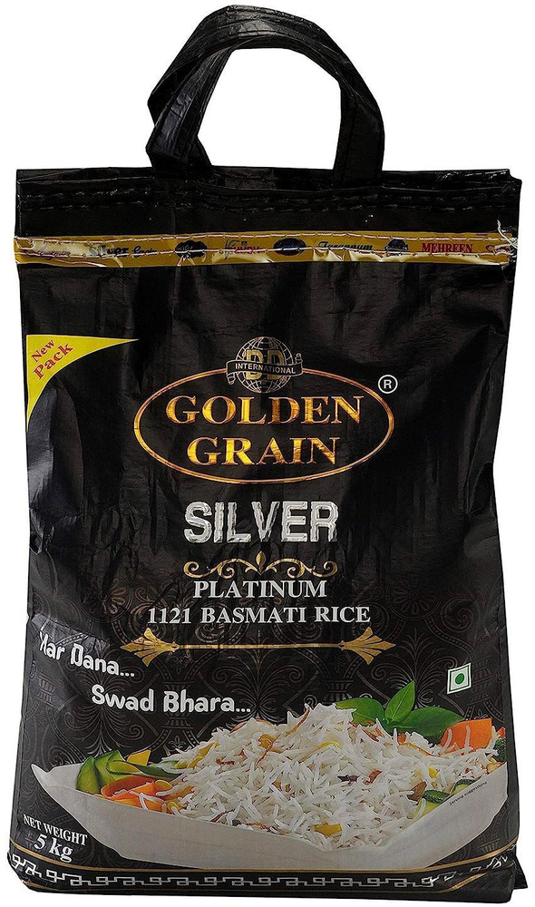 Рис Индийский Пропаренный (обработанный) Серебряный платиновый басмати Голден Грейн Golden Grain Silver #1
