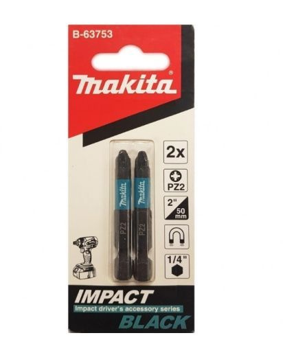 Усиленные магнитные биты РZ2 1/4"/50мм E-form Impact Black Makita B-63753 2шт/уп  #1