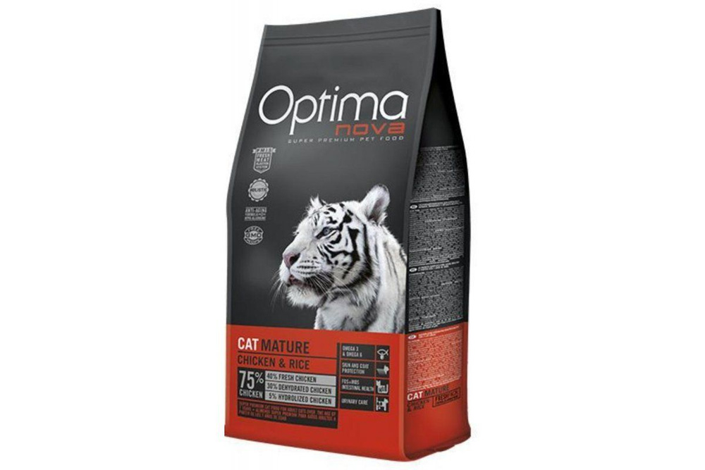 Корм сухой Optima Nova Cat Mature Chicken & Rice 8 кг для кошек старше 7 лет (курица и рис) низкозерновой #1