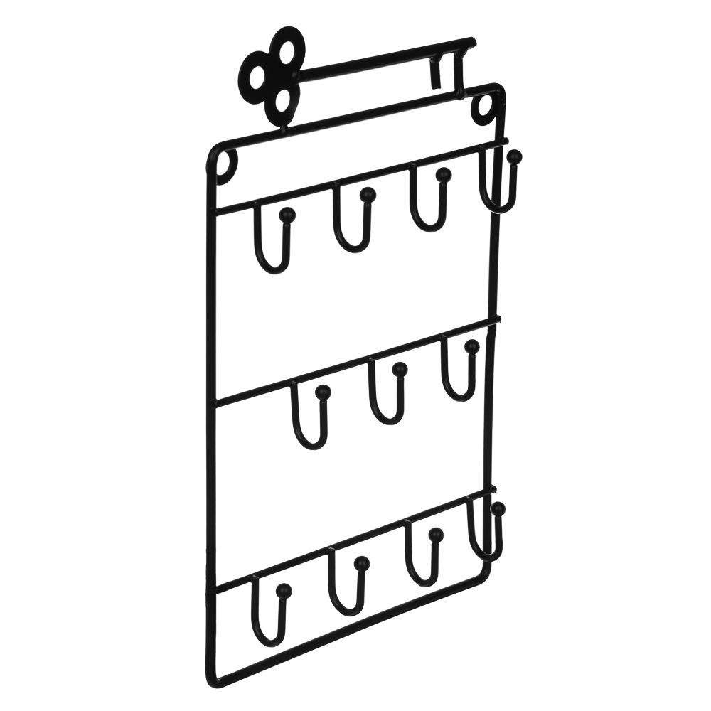 Ключница открытого типа на 11 крючков, 24x16 см, железо, цвет черный  #1