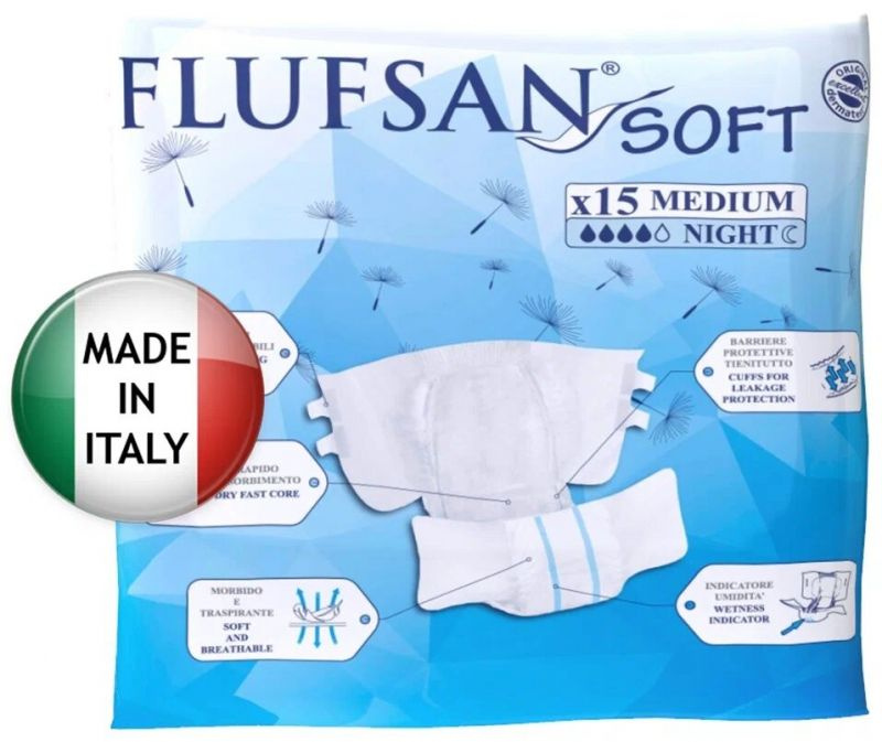 Подгузники для взрослых FLUFSAN Soft Night, размер M (80-115 см), 15 шт  #1