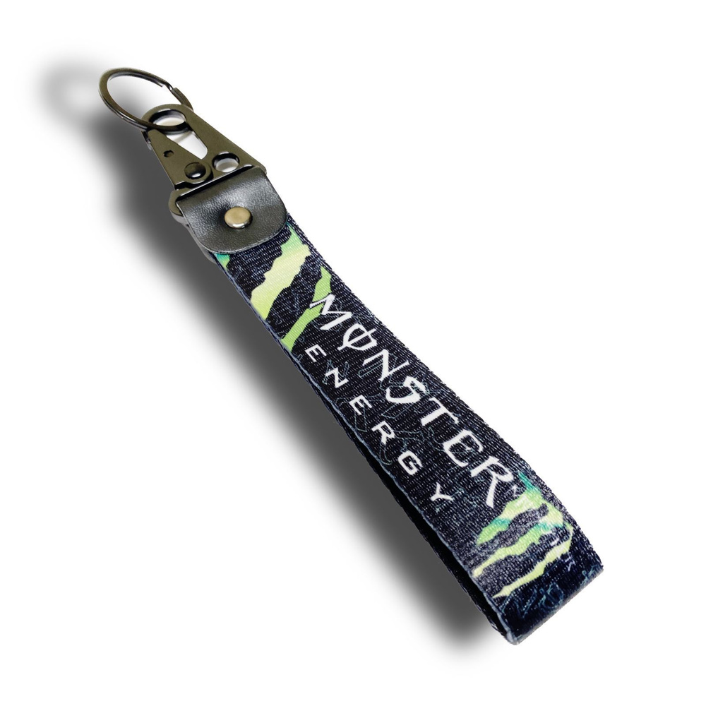 Брелок тканевый для ключей, на портфель с логотипом MONSTER ENERGY  #1