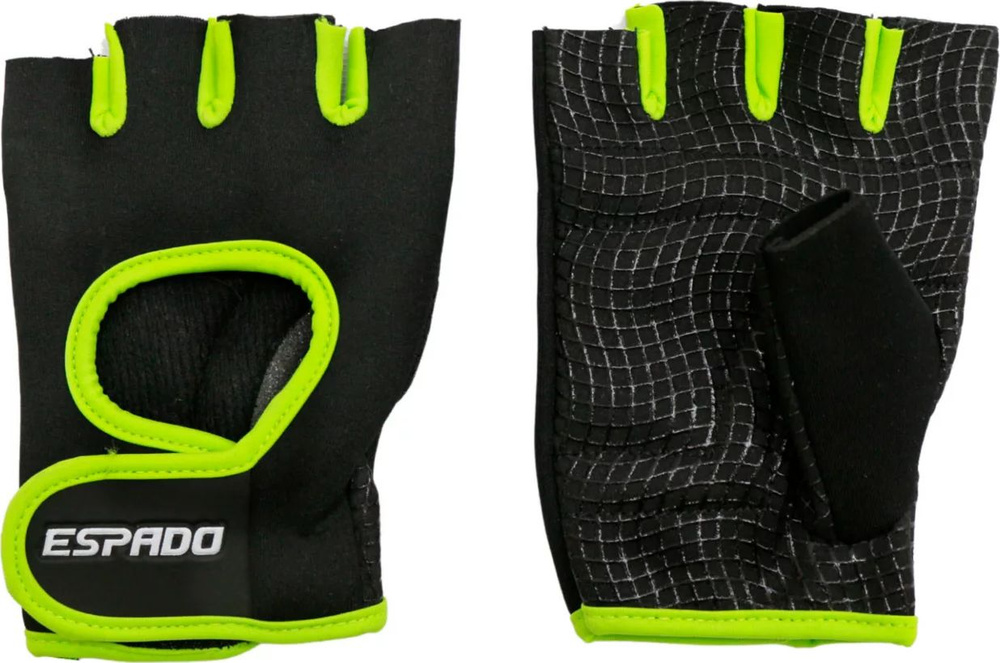 Перчатки для фитнеса и легкой атлетики ESPADO / Эспадо ESD001 тренировочные, полиэстер черно-зеленый, #1