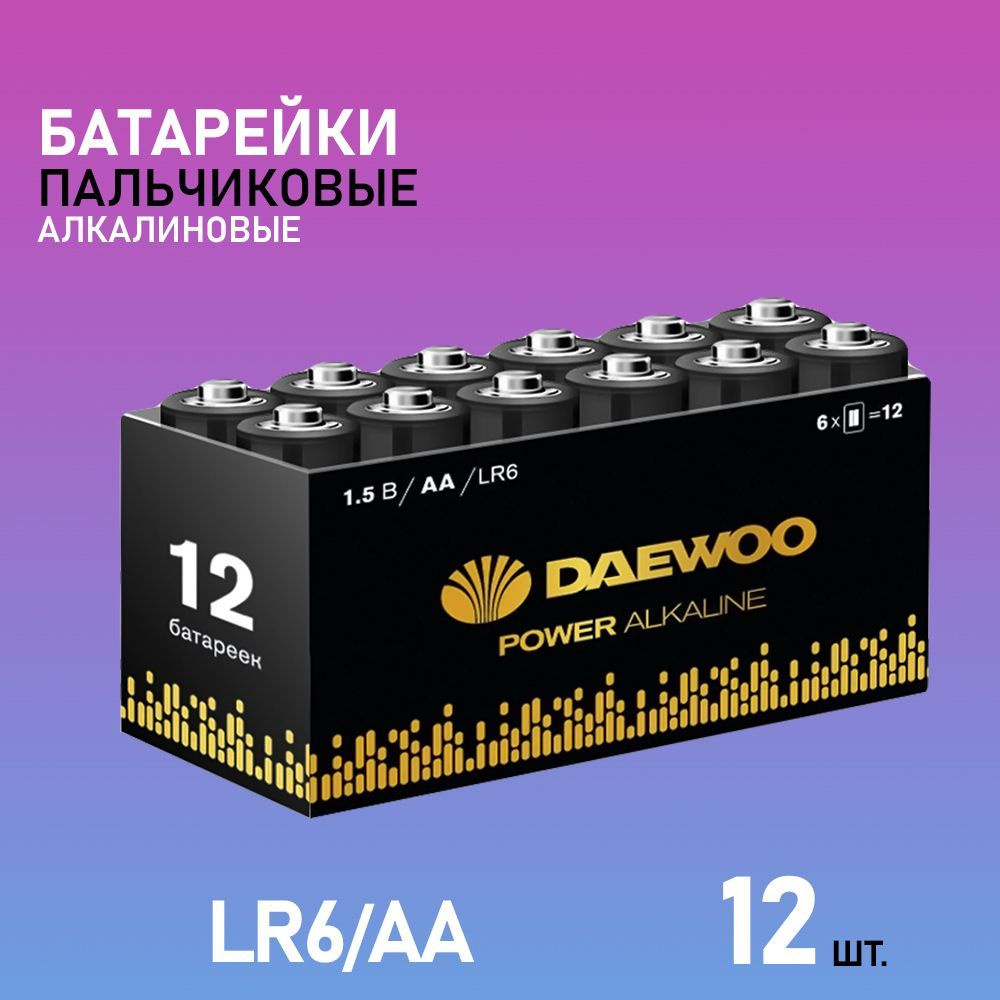 Daewoo Батарейка AA, Щелочной тип, 1,5 В, 12 шт #1