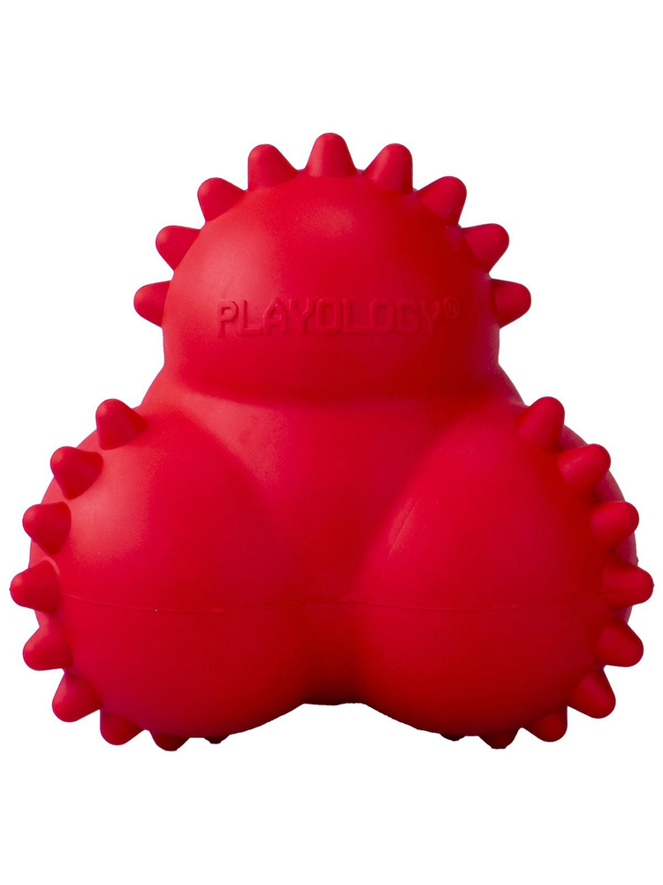 Дентальный хрустящий жевательный тройной мяч для щенков Playology SQUEAKY BOUNCE BALL с ароматом говядины, #1