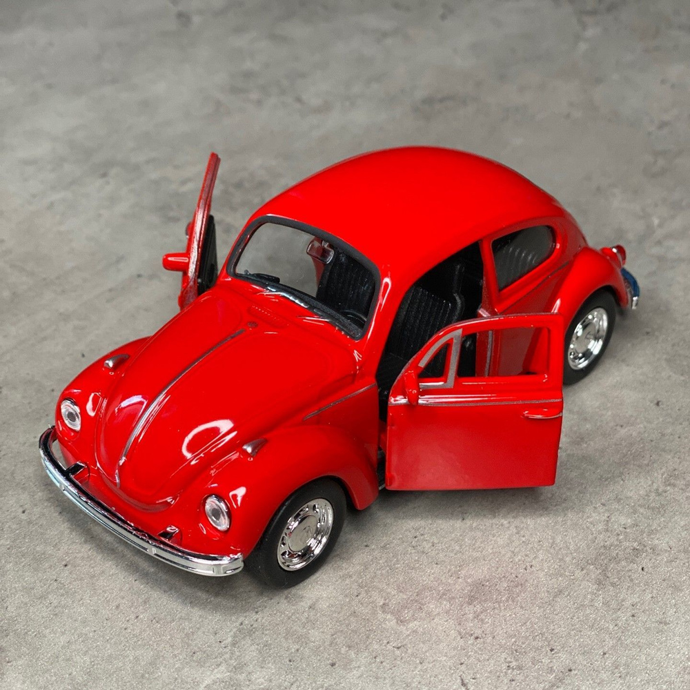 Металлическая машинка Welly VOLKSWAGEN BEETLE 1946 Фолькцваген Жук , инерционная, цвет Красный  #1