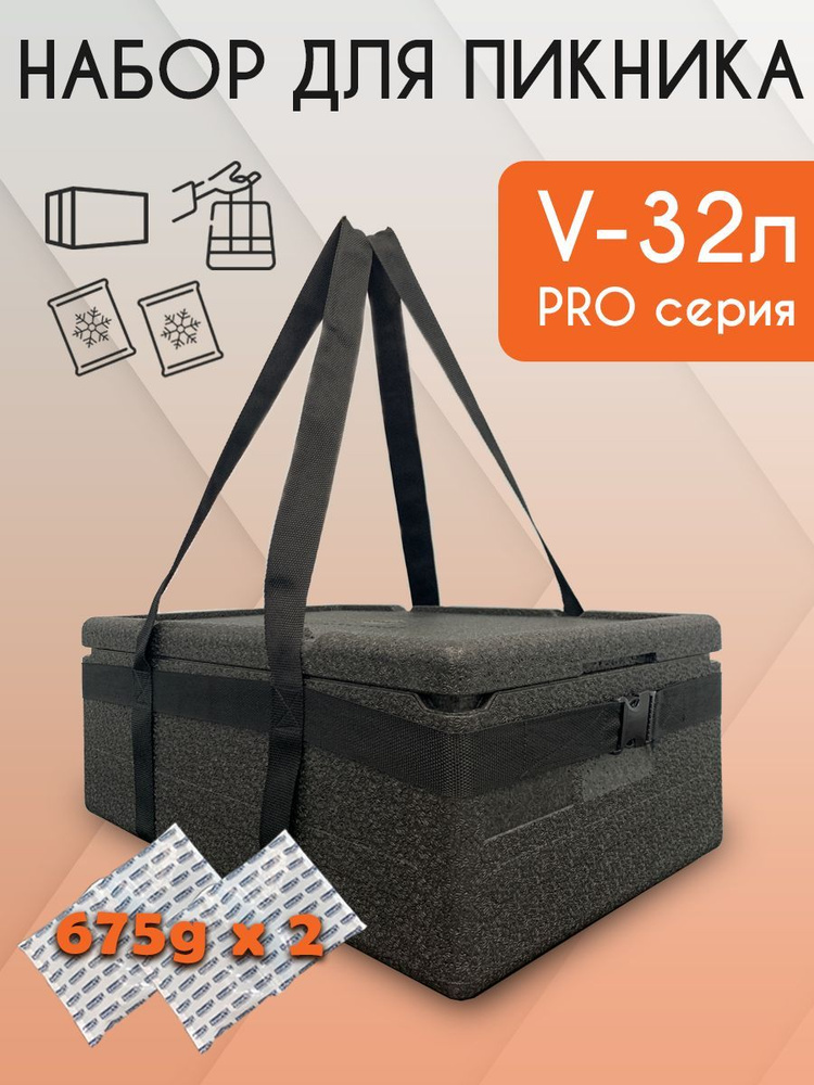 Набор для пикника 32 PRO X2 (Термоконтейнер 32 PRO, сумка-переноска, гелевый аккумулятор холода 675 грамм #1