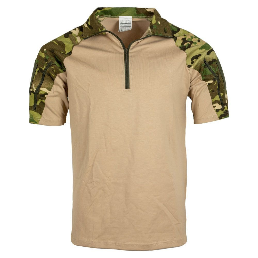 Футболка (тактическая рубашка) военная. Песочный хлопковый (хб) торс, короткие рукава Камуфляж мультикам #1
