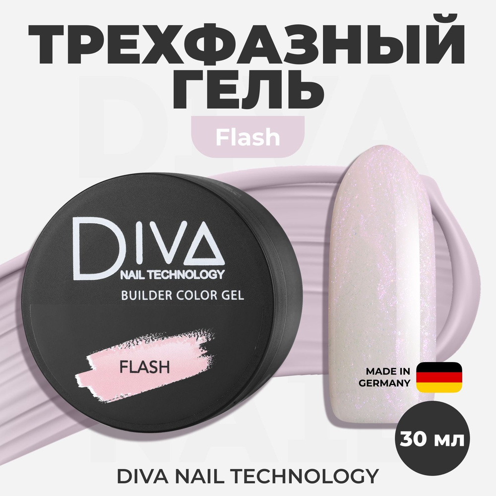 Diva Nail Technology Гель для наращивания ногтей, самовыравнивающийся трехфазный камуфлирующий для моделирования #1