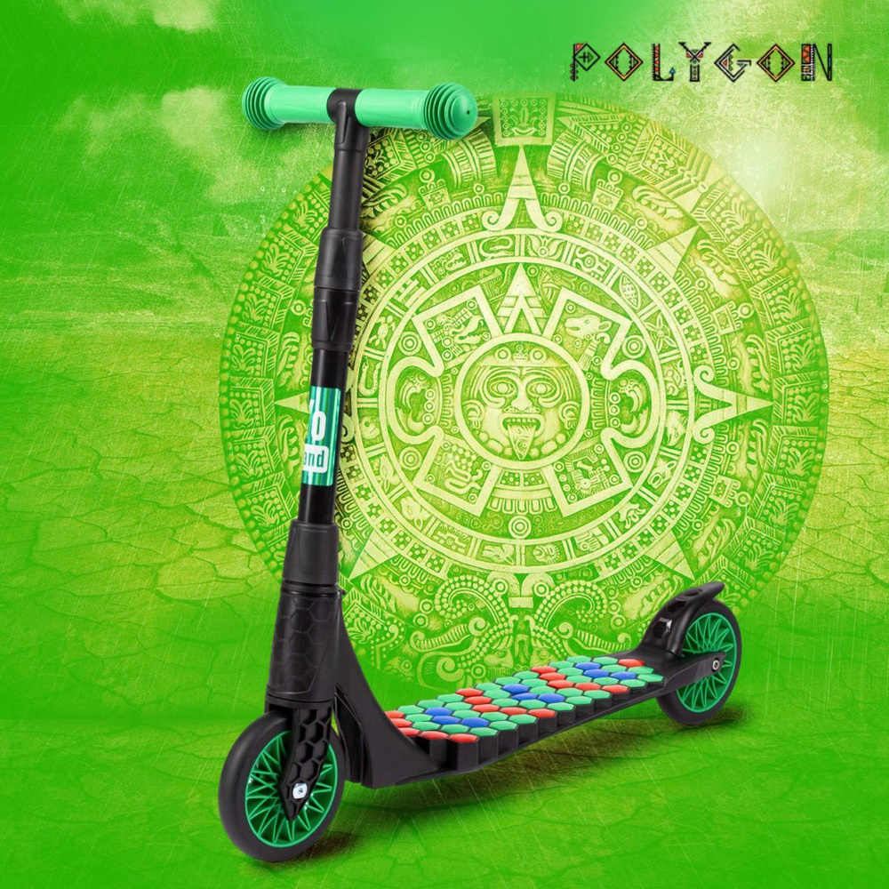 Yo Band Самокат Креативный детский двухколесный 4-7 лет складной YoBand POLYGON 2-колесный, зеленый  #1