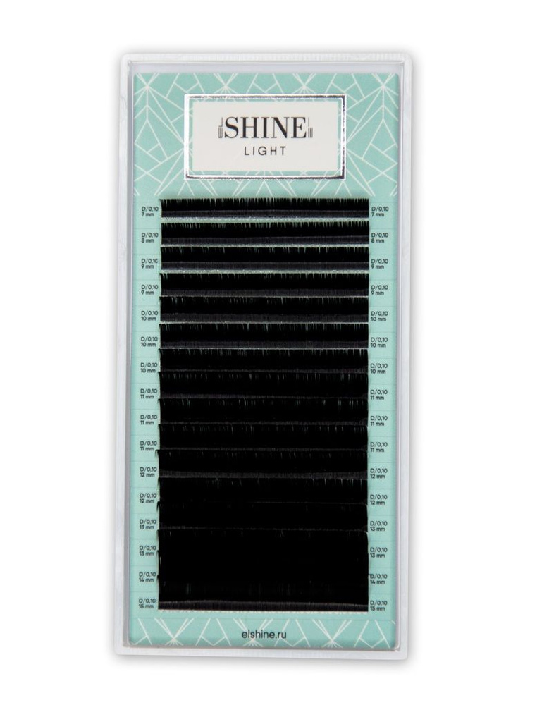 Ресницы чёрные elSHINE Light, микс, 16 лент (C 0,10 5-12mm) #1