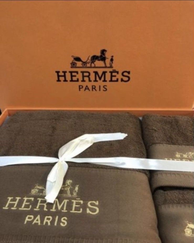 Hermes Набор полотенец для лица, рук или ног, Хлопок, 35x35, 35x75, 70x140 см, коричневый, 3 шт.  #1