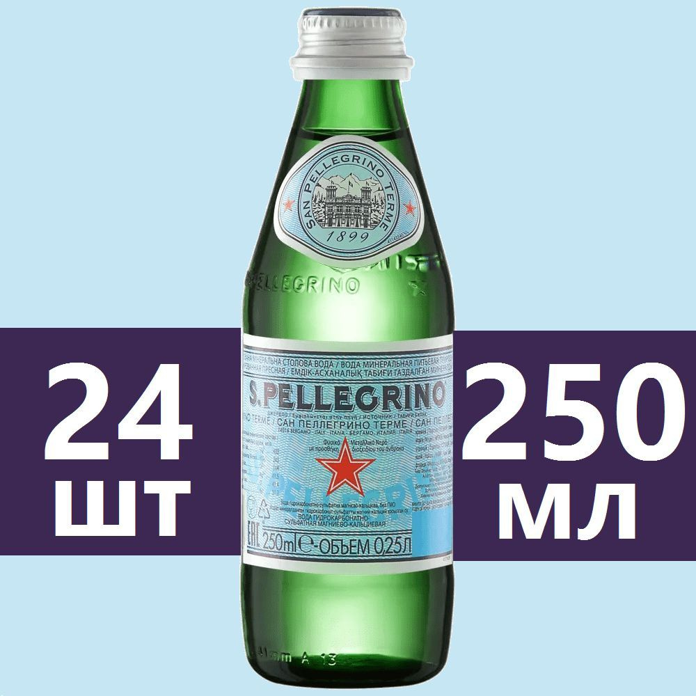 Вода питьевая минеральная San Pellegrino (Сан Пеллегрино) 24 шт по 0,25 л, стекло  #1