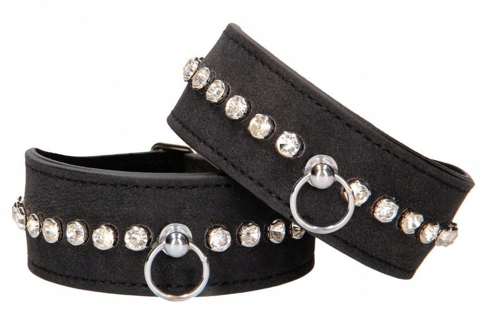 Черные наручники Diamond Studded Wrist Cuffs #1