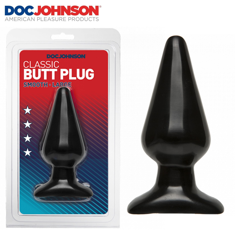 Doc Johnson Анальная пробка Classic Butt Plug Smooth - Large, черная (14 х 5.7 см)  #1