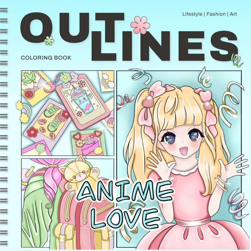 Раскраска скетчбук OUTLINES Anime Love Манга и Аниме (240A) #1
