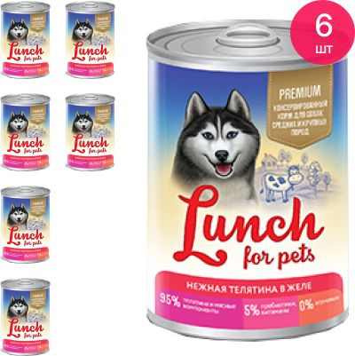 Корм для собак влажный Lunch for pets нежная телятина в желе 400г (комплект из 6 шт)  #1