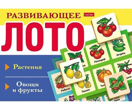 Лото Хатбер 48 фишек "Растения, овощи и фрукты" 8 карточек 8РЛ_28909 (1/20)  #1