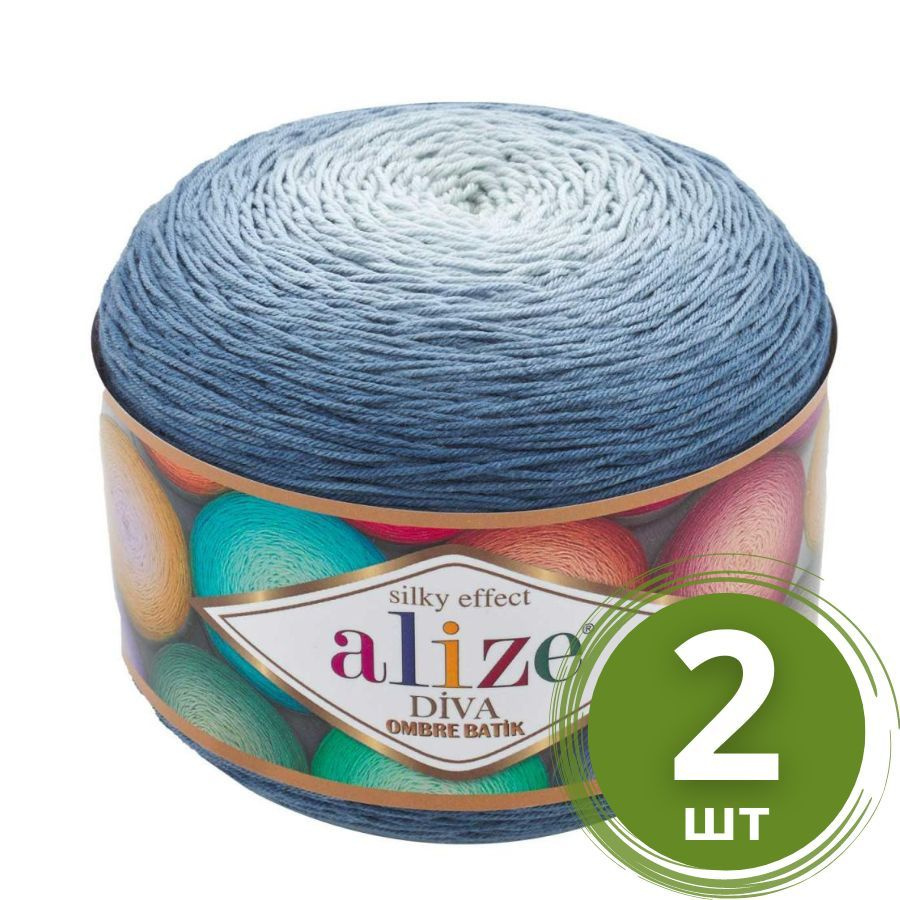 Пряжа для вязания Alize Diva Ombre Batik (Дива Омбре Батик) - 2 мотка Цвет: 7379 дымчато-серый Микрофибра #1