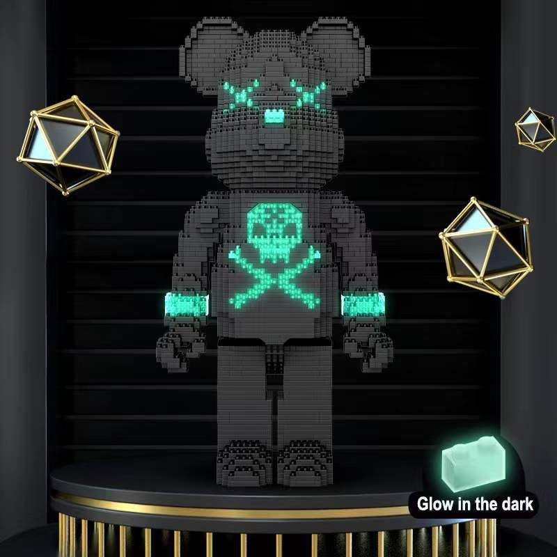 Конструктор Bear Blocks из блоков светящийся Мишка черный #1