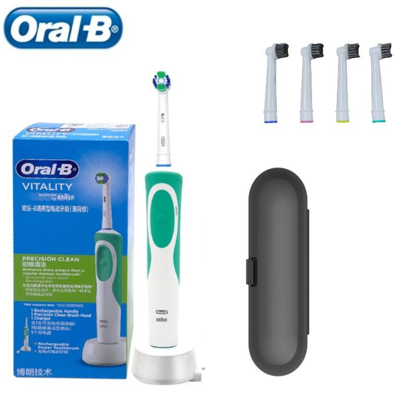 Oral-B Электрическая зубная щетка 1 зубная щетка 1 коробка 4 подарочные насадки, зеленый, белый  #1