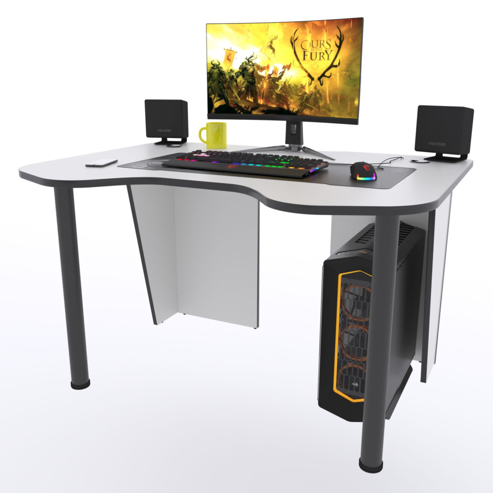 Компьютерный стол "Старк", 120х90х75 см, белый с чёрной кромкой  #1