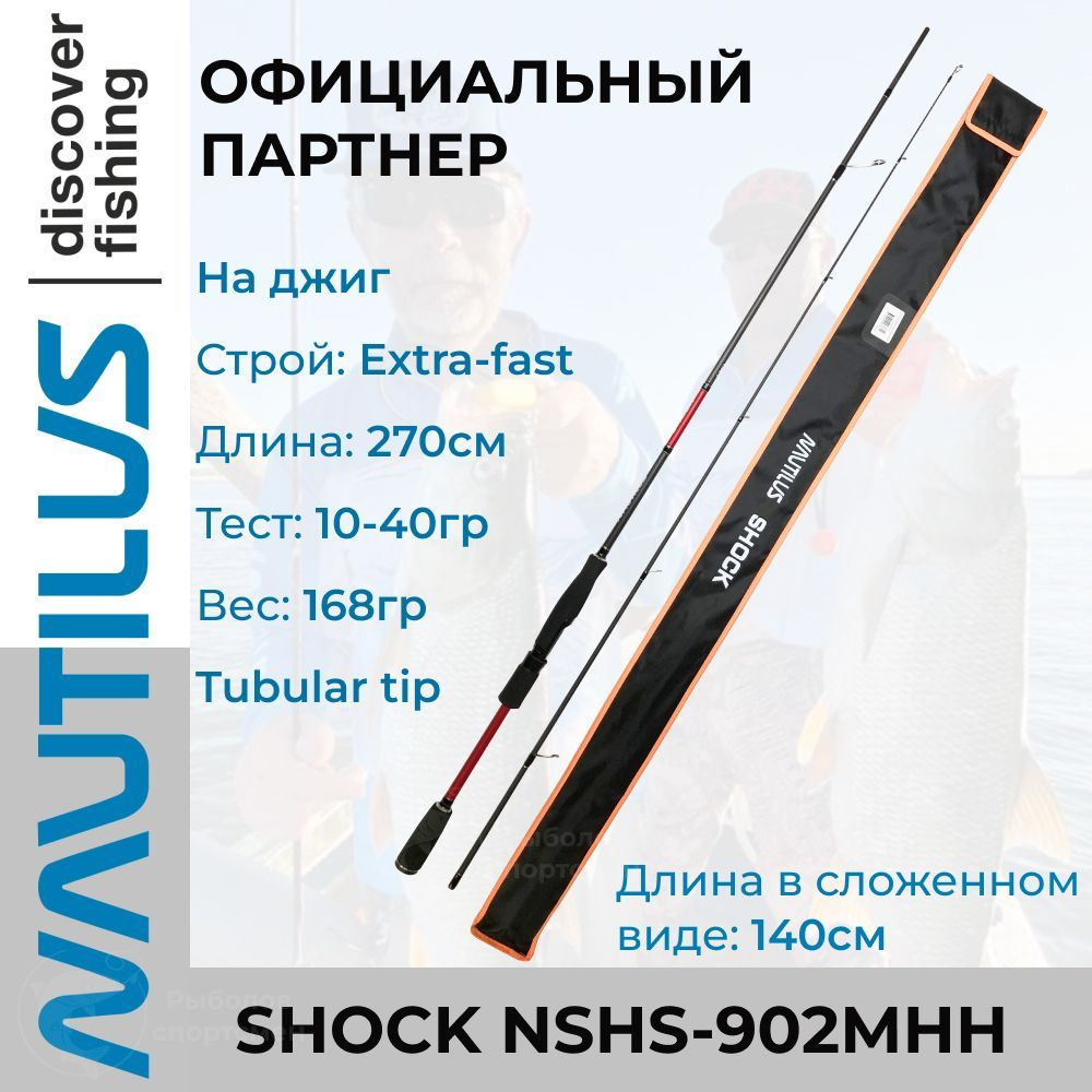 Спиннинг Nautilus Shock NSHS-902MHH 270см 10-40гр #1