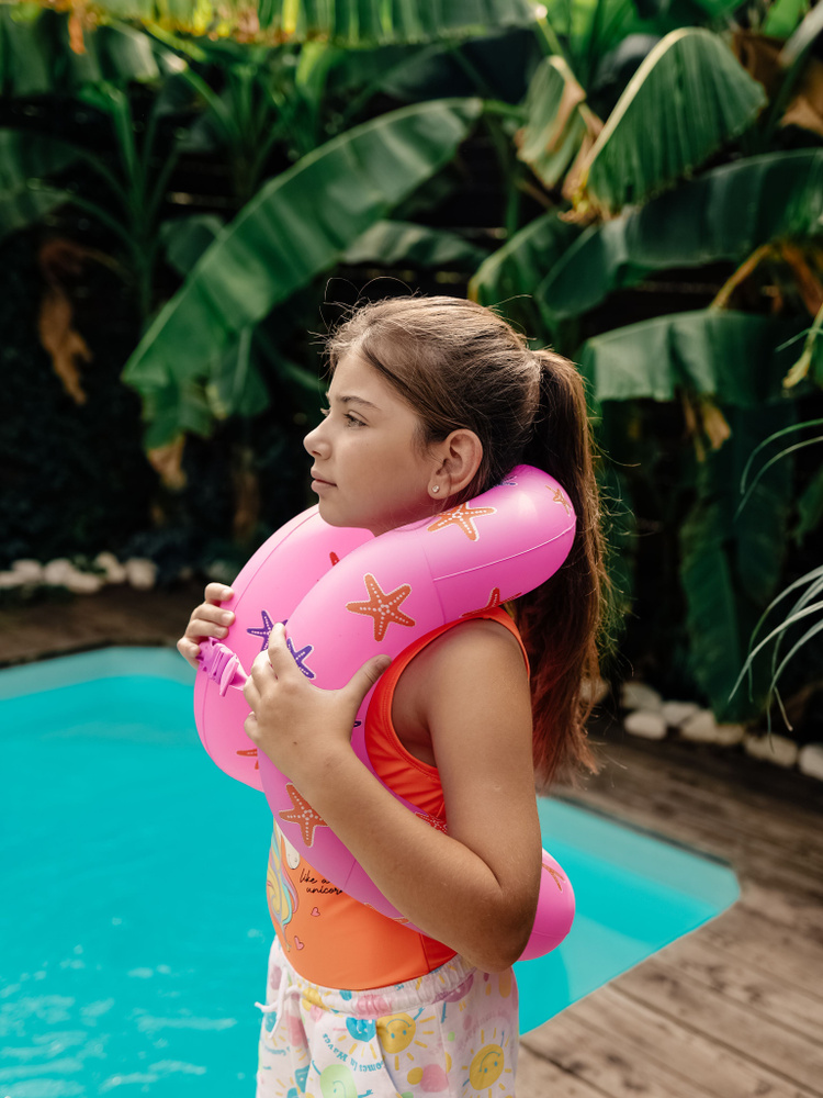Жилет-восьмерка для плавания детский размер М . Спасательный жилет для плавания надувной , цвет фиолетовый #1