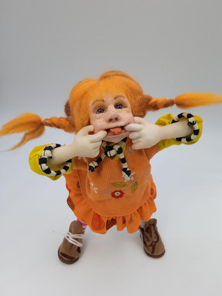 Авторская коллекционная кукла ручной работы Пеппи Длинный Чулок  #1