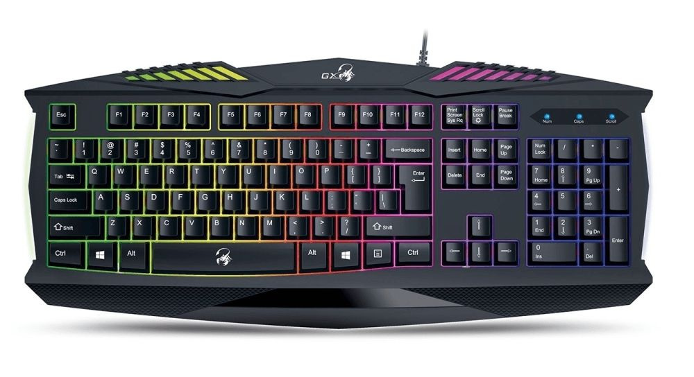 Клавиатура игровая проводная Genius Scorpion K220, USB, 7 цветов подсветки, 12 функциональных клавиш, #1