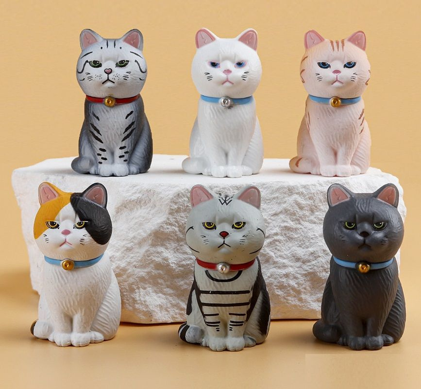 Набор фигурок Коты Кошки / Sitting Cats 6шт (6см, пакет) Type A #1