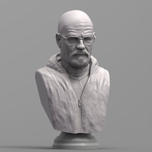 фигурка walter white bust (не окрашенная - серого цвета, сборная модель)  #1