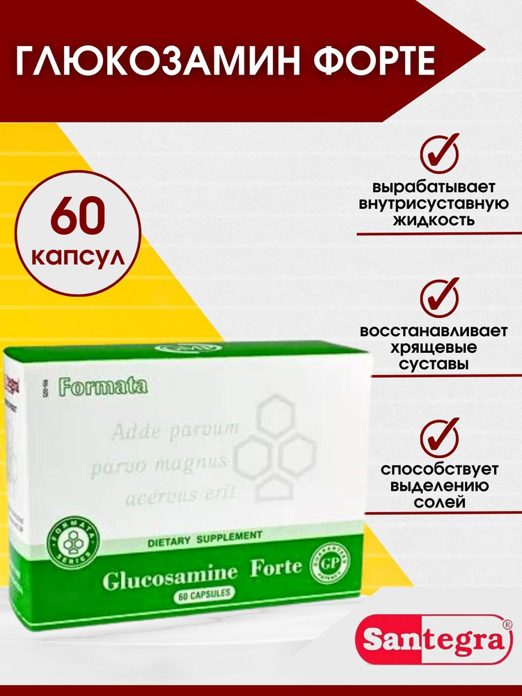 Glucosamine Forte "Santegra", (Глюкозамин Форте). Хондроитин, хондропротектор, 300 мг  #1