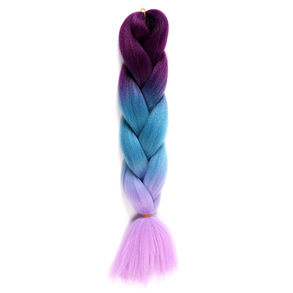 ZUMBA Канекалон трехцветный, гофрированный, 60 см, 100 гр, цвет лиловый/голубой/светло-фиолетовый  #1