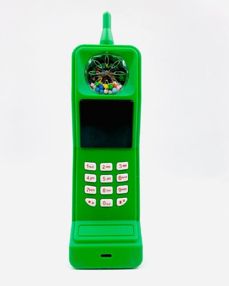 Игрушечный телефон со звуковыми и световыми эффектами Цвет зеленый Высота 14 см  #1