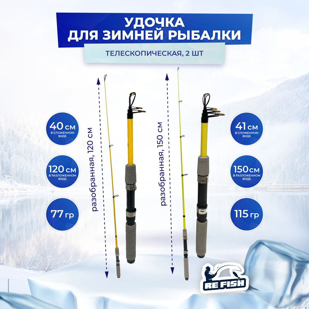 REFISH Удочка зимняя, рабочая длина:  150 см,  #1