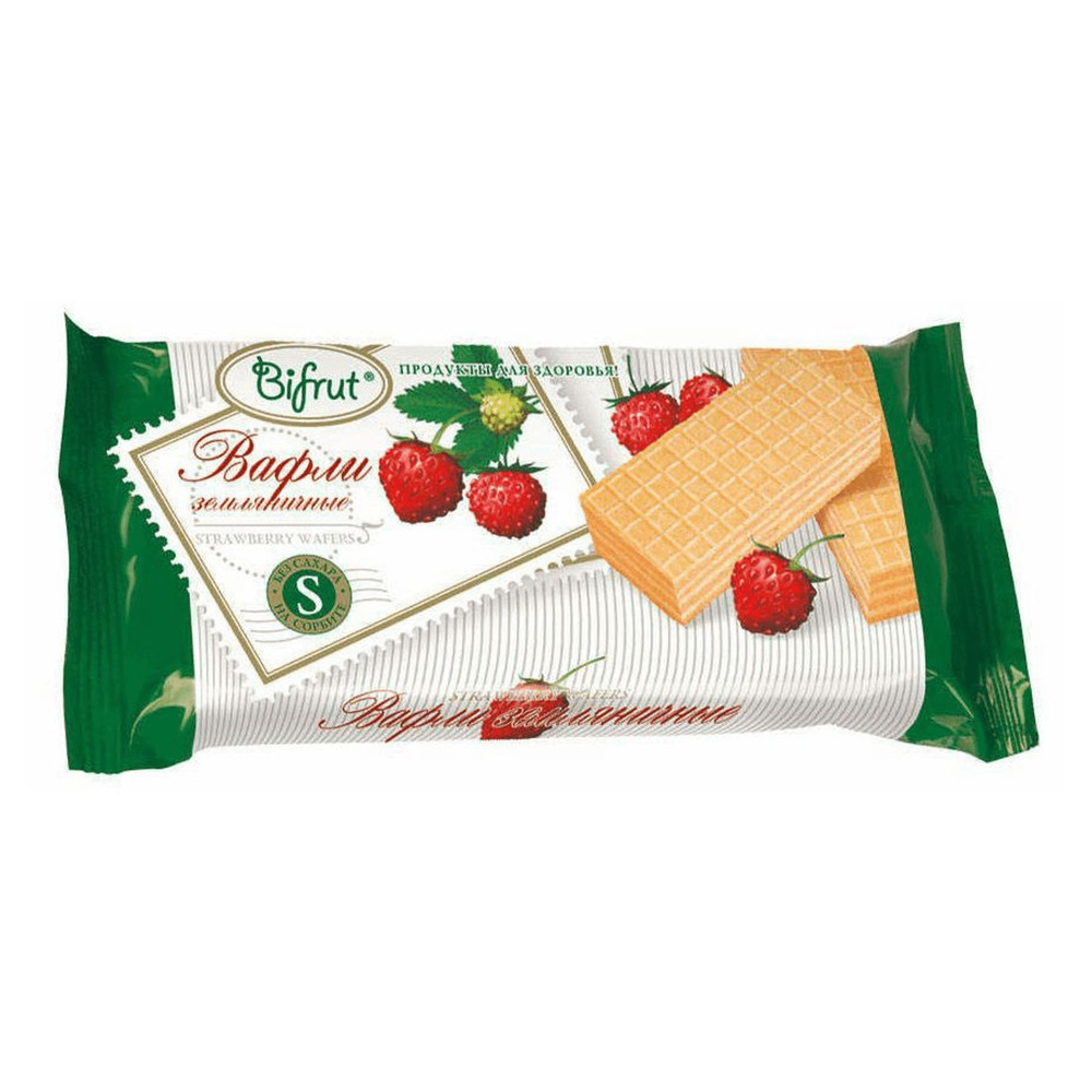 Вафли Bifrut земляничные на сорбите 100 г (2 шт) - купить с доставкой ...