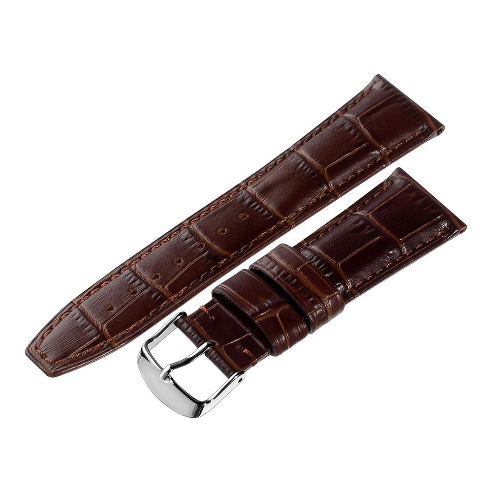 Ремешок для часов кожаный Hightone, ширина 24 мм, темно-коричневый  #1