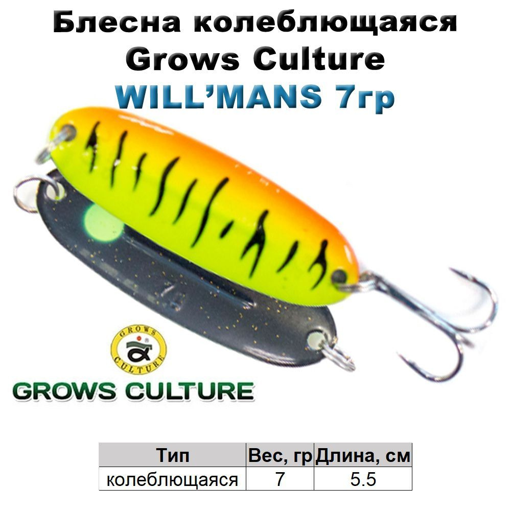 Блесна колеблющаяся Grows Culture WillMans 7гр Glow #328 #1