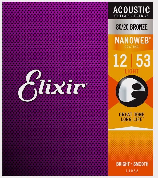 Струны 11052 для акустической гитары Elixir 12-53 Nanoweb #1