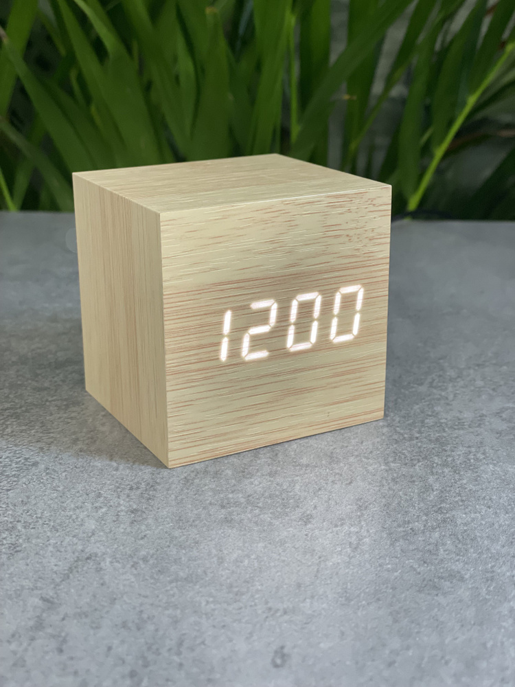 Настольные электронные деревянные часы, мини кубик #1