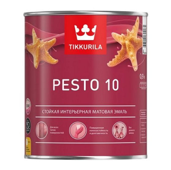 TIKKURILA PESTO 10 эмаль стойкая, алкидная, универсальная, матовая, база C (0,9л)  #1