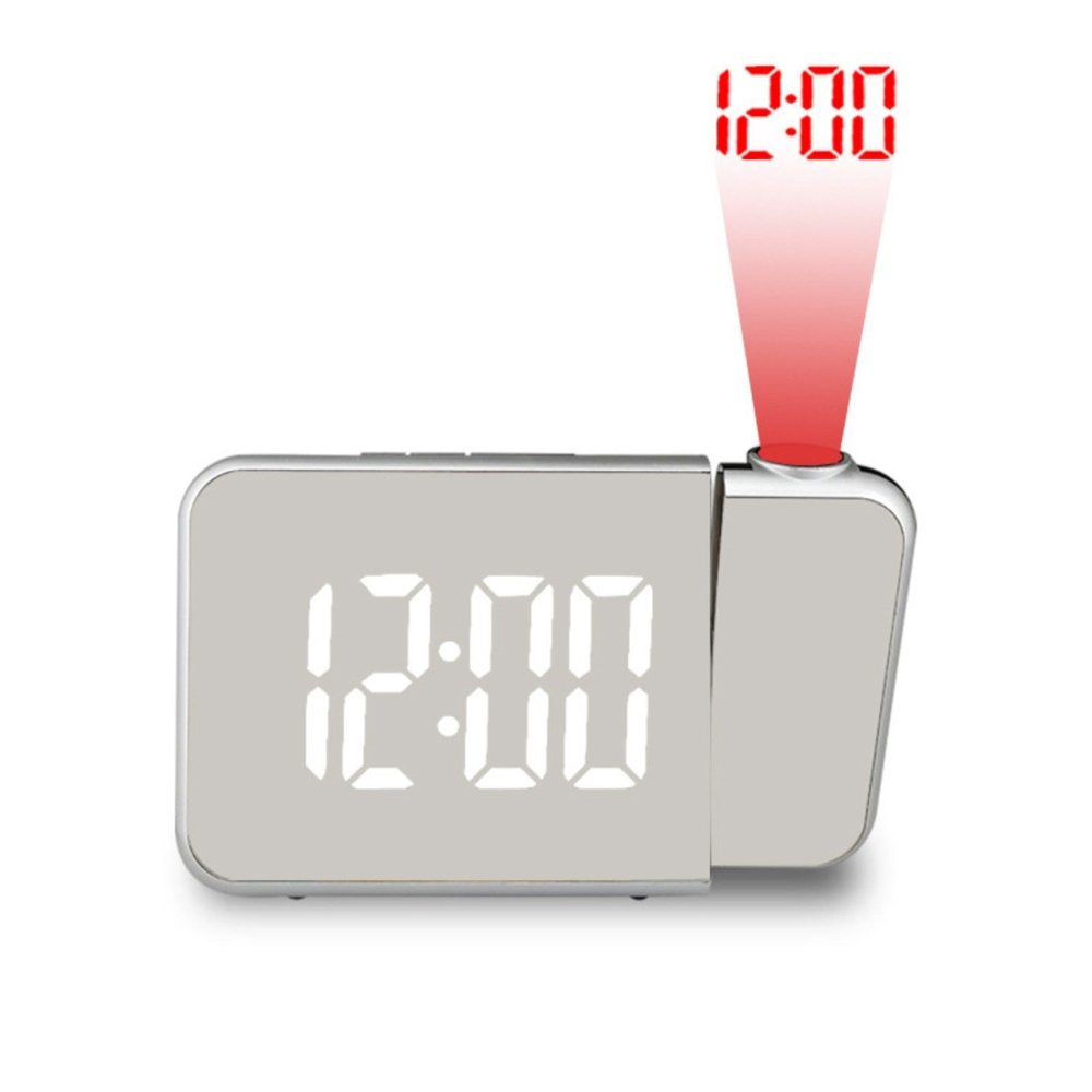 Часы настольные электронные с проекцией: будильник, гигрометр, календарь, белые цифры  #1