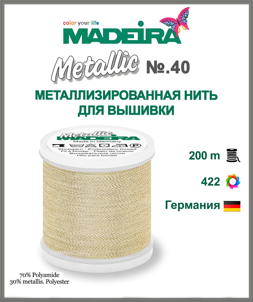 Нитки для машинной вышивки Metallic № 40 "Smooth" 200 метров. #1