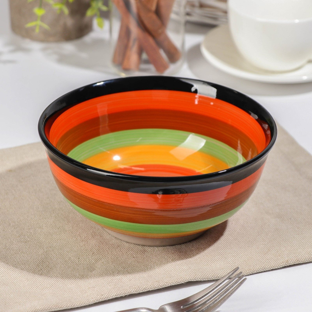 Тарелка глубокая суповая "Индия" разноцветная, объем 850 мл, диаметр 15 см  #1