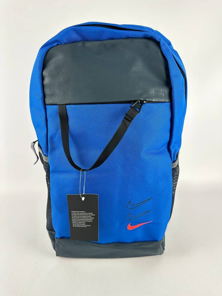 Рюкзак Nike с косой молнией и пестрой подкладкой, синий, 50х30х20 см  #1