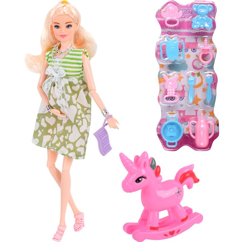 Барби, Беременная кукла, с аксессуарами и пони качалкой  #1