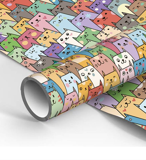 Упаковочная бумага глянцевая AXLER "Multicolored cats", 105г/м2, 70х100 см  #1