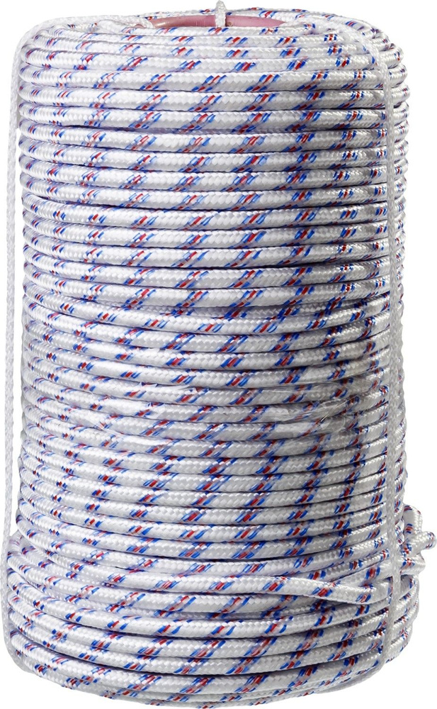 Полипропиленовый фал СИБИН d 8 мм, 16-прядный, 100 м, плетёный с сердечником, (50215-08)  #1