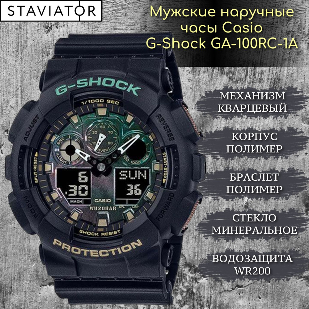 Японские мужские наручные часы Casio G-Shock GA-100RC-1A #1